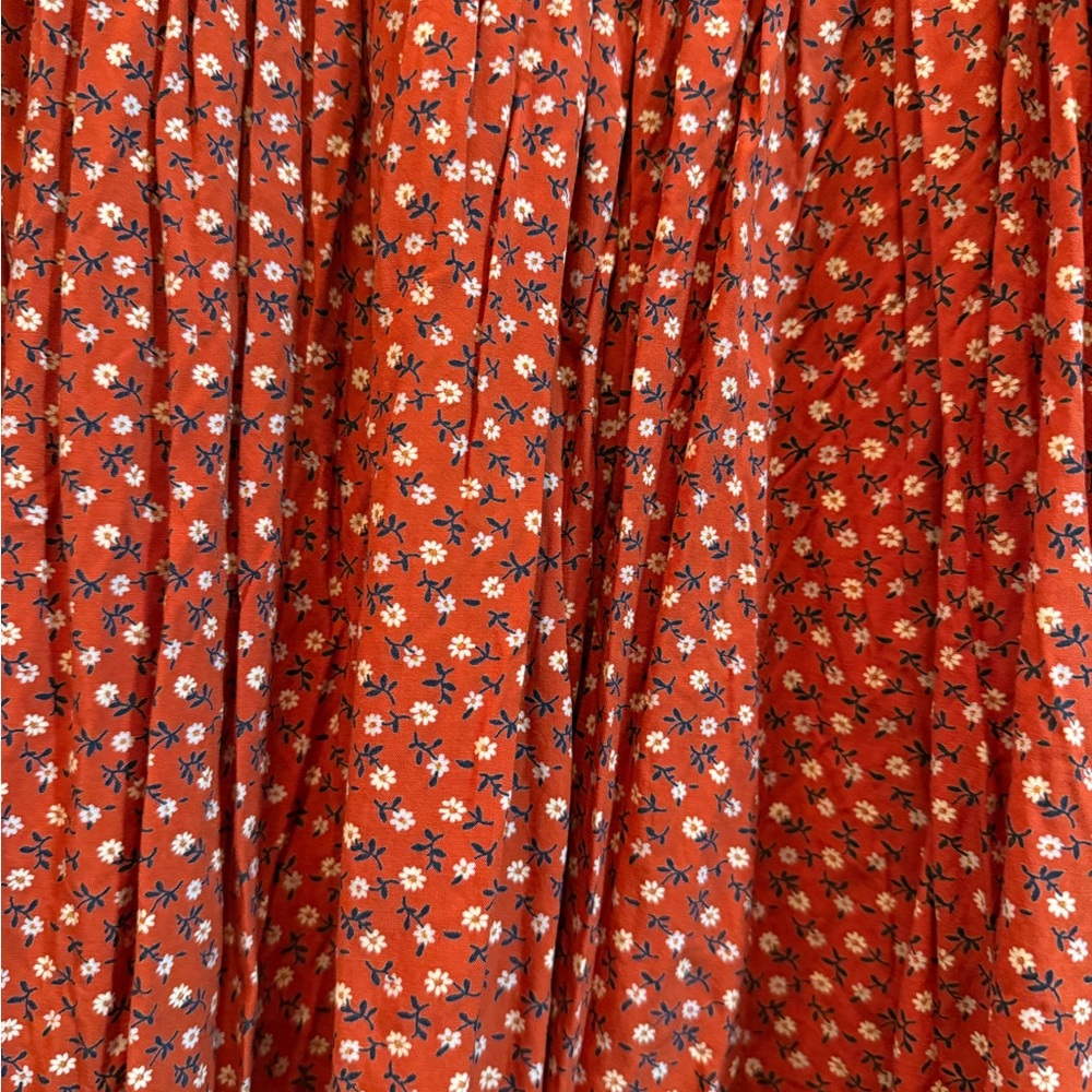 Madewell Red Smocked Long Sleeve Dress - Picture 6 of 8